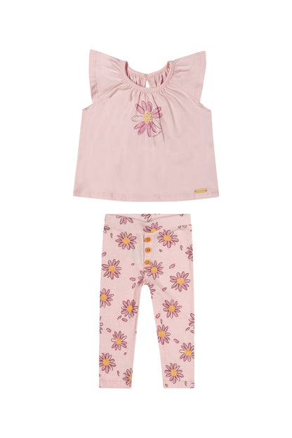 Conjunto Infantil Estampa Flor Lilás