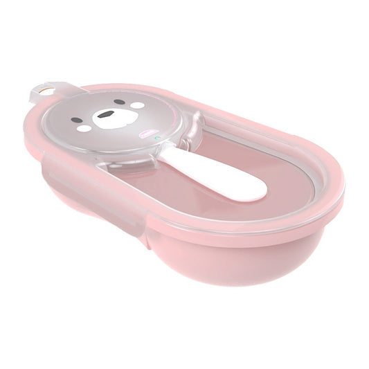 Porta Papinha com Colher Urso - Rosa