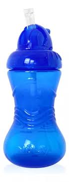 Copo com Canudo de Silicone 300 ml - Azul