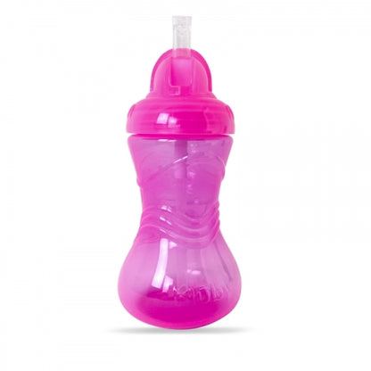 Copo com Canudo de Silicone 300 ml - Rosa